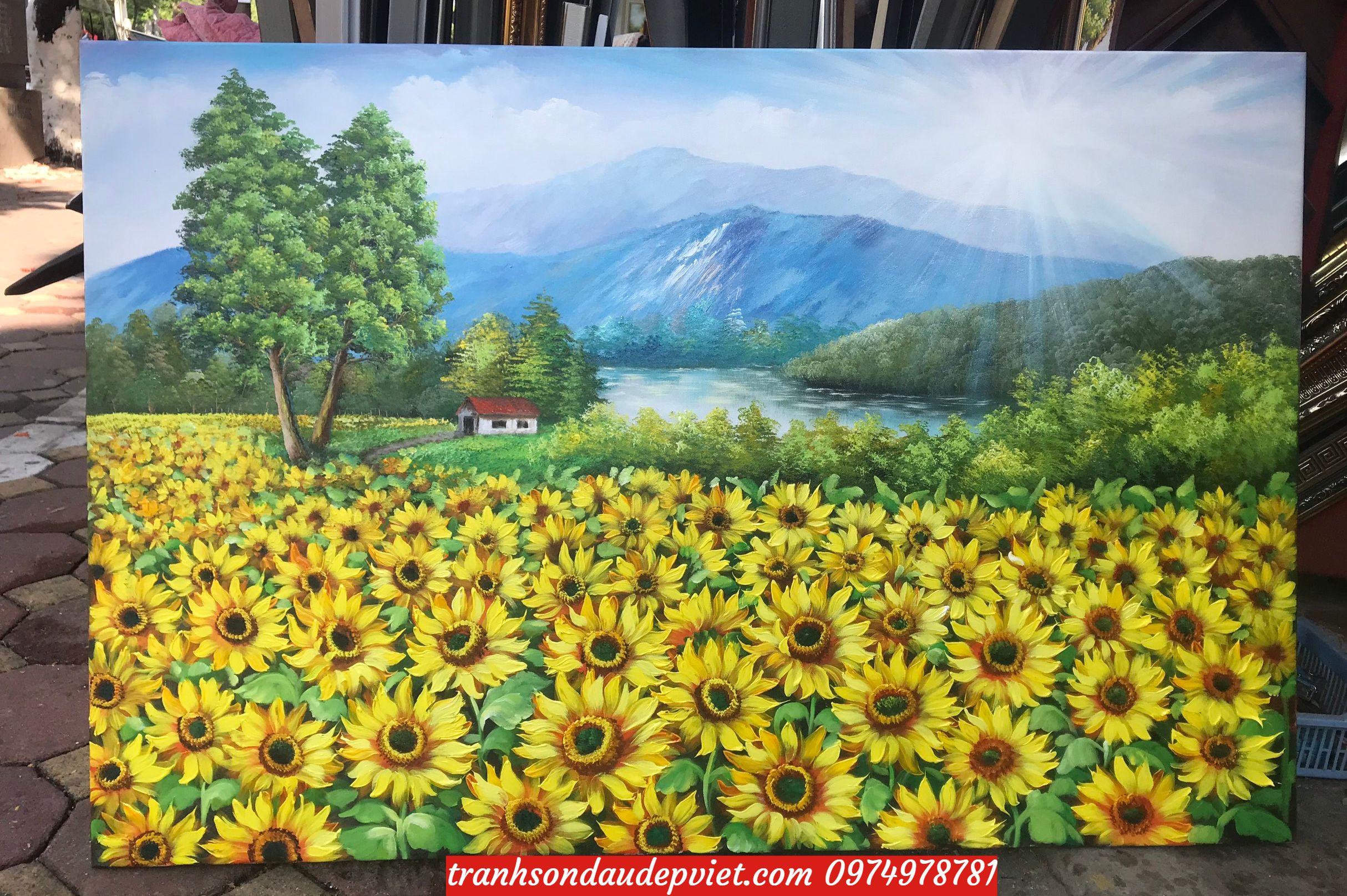 Tranh hoa hướng dương mặt trời đẹp vẽ sơn dầu giá rẻ hàng đầu  Hoa hướng  dương Hoa Thiên nhiên