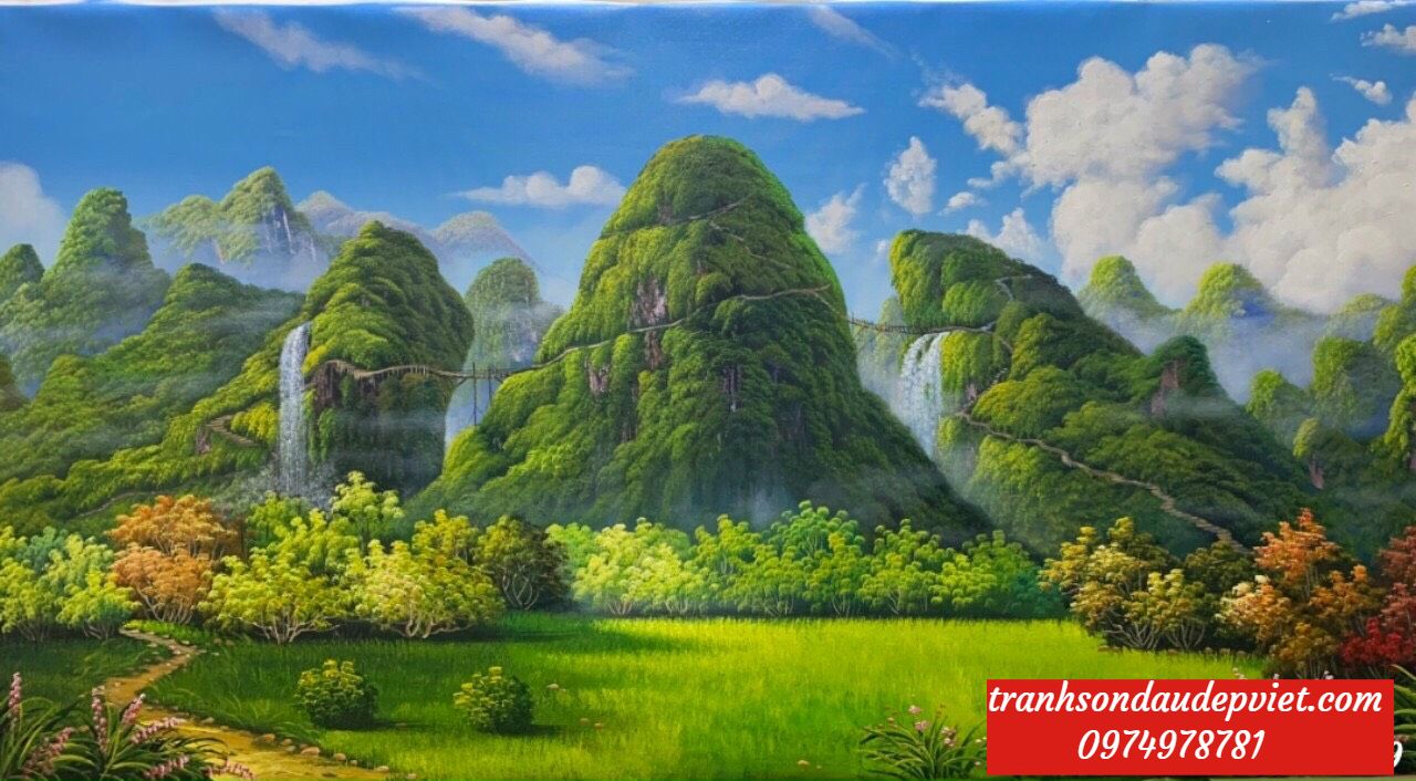 Tranh dán tường tranh vẽ phong cảnh núi rừng mùa thu T0047