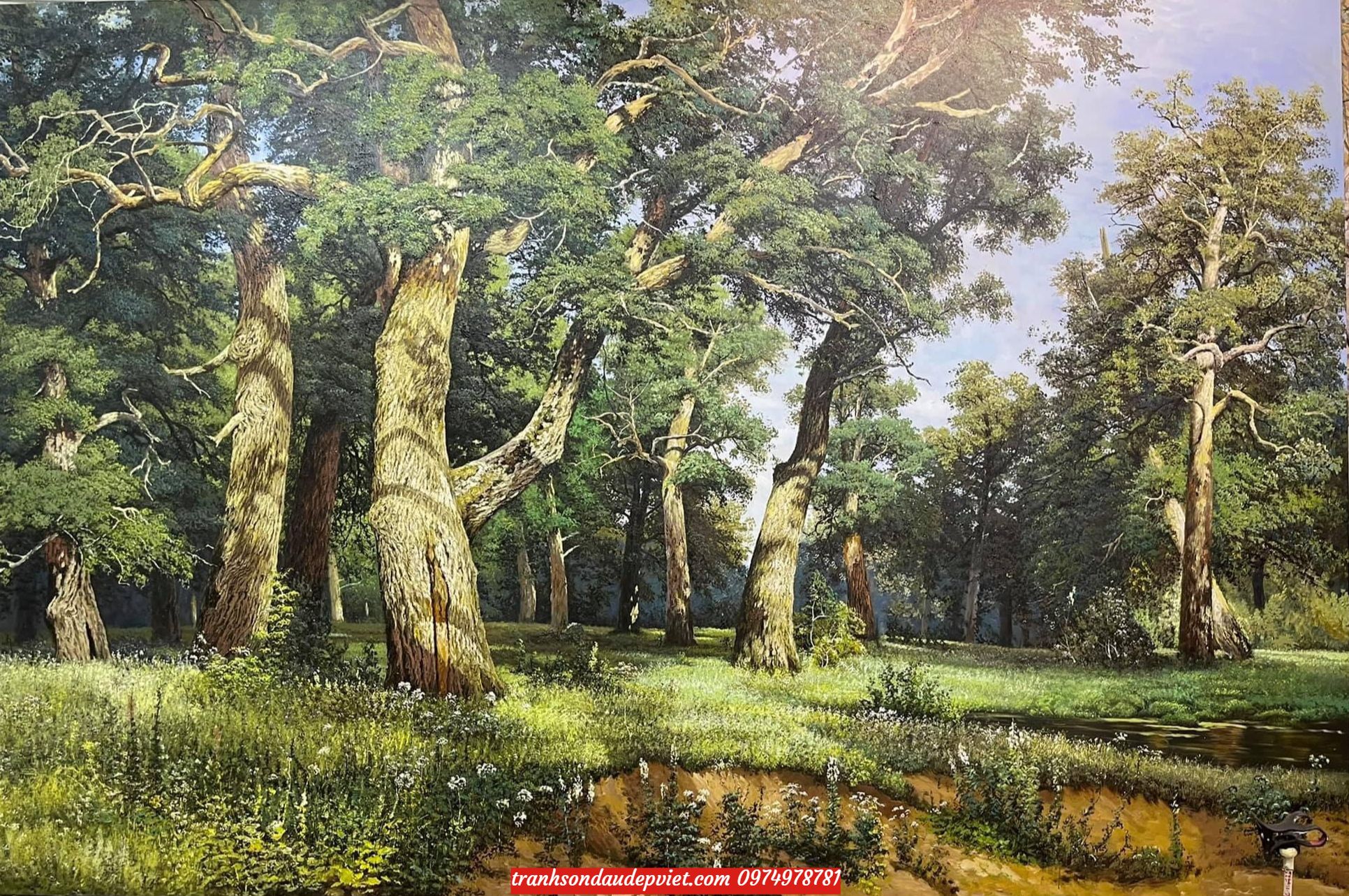 Tranh rừng sôi nga, tranh sơn dầu rừng sồi châu âu SB175